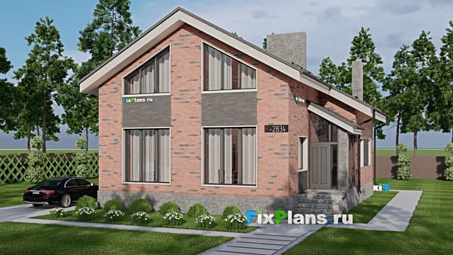 Одноэтажный дом с мансардой  F - 2834